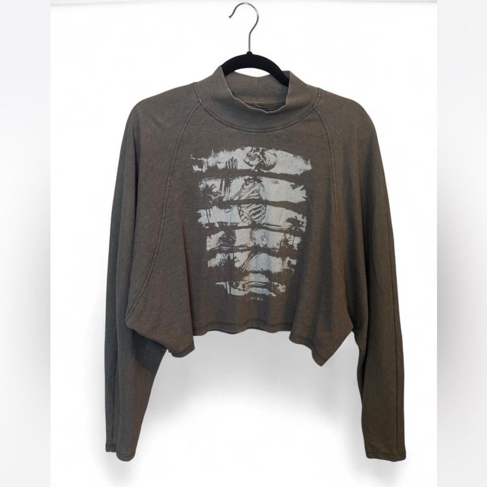 Religion Clothing Ribbed Cropped Mock Turtleneck Long sleeve Shirt